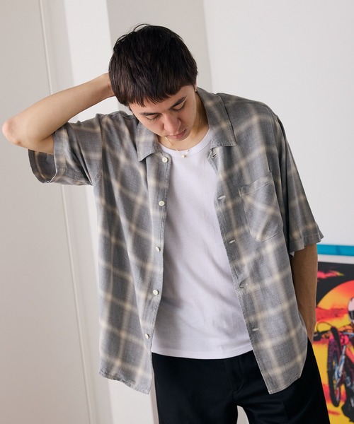 REMI RELIEF（レミレリーフ）の「REMI RELIEF/レミレリーフ レーヨンツイルオンブレーS/S SHIRT 半袖シャツ（シャツ/ブラウス・メンズ・グレー/ブルー/ブラック・M/L/XL）」の19枚目の写真