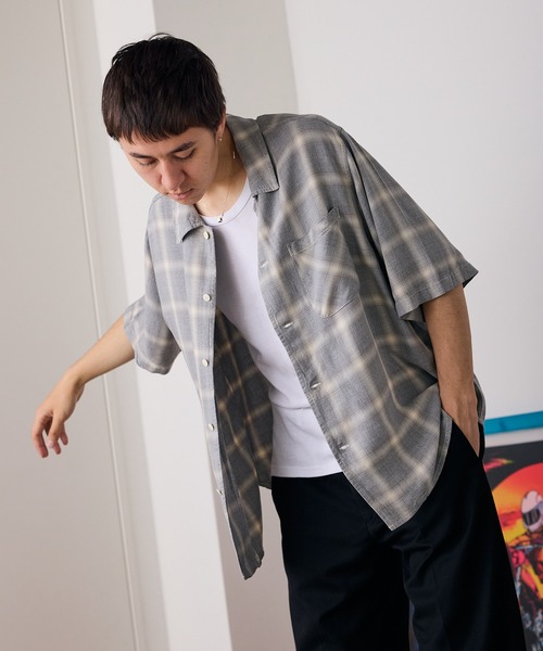 REMI RELIEF（レミレリーフ）の「REMI RELIEF/レミレリーフ レーヨンツイルオンブレーS/S SHIRT 半袖シャツ（シャツ/ブラウス・メンズ・グレー/ブルー/ブラック・M/L/XL）」の20枚目の写真