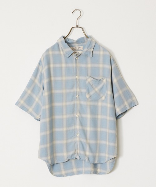 REMI RELIEF（レミレリーフ）の「REMI RELIEF/レミレリーフ レーヨンツイルオンブレーS/S SHIRT 半袖シャツ（シャツ/ブラウス・メンズ・グレー/ブルー/ブラック・M/L/XL）」の7枚目の写真