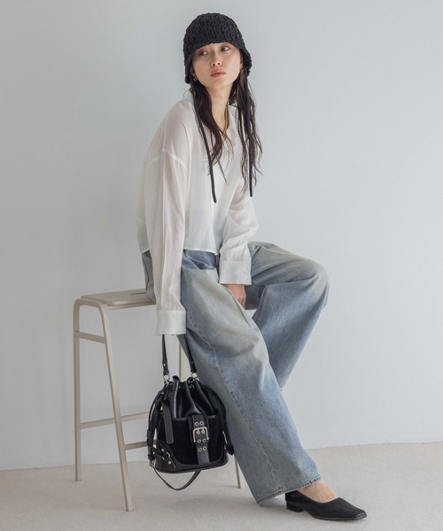 JEANASIS（ジーナシス）の「テンセルリネンシアーシャツ LS/327182（シャツ/ブラウス・レディース・ブラック/ブルー系その他/ホワイト/ピンク/ベビーピンク・SMALL/MEDIUM）」の11枚目の写真