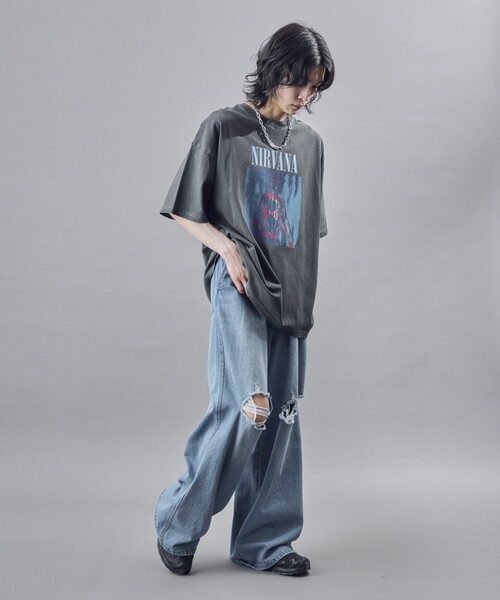 PUBLUX(パブリュクス)の「PUBLUX/パブリュクス NIRVANA SLIVER ピグメントTシャツ(限定展開)(Tシャツ/カットソー・メンズ・ブラック・LARGE/MEDIUM/SMALL)」の12枚目の写真