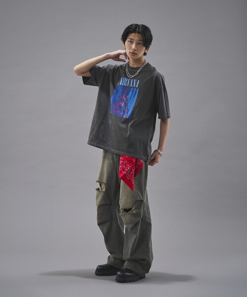 PUBLUX(パブリュクス)の「PUBLUX/パブリュクス NIRVANA SLIVER ピグメントTシャツ(限定展開)(Tシャツ/カットソー・メンズ・ブラック・LARGE/MEDIUM/SMALL)」の20枚目の写真