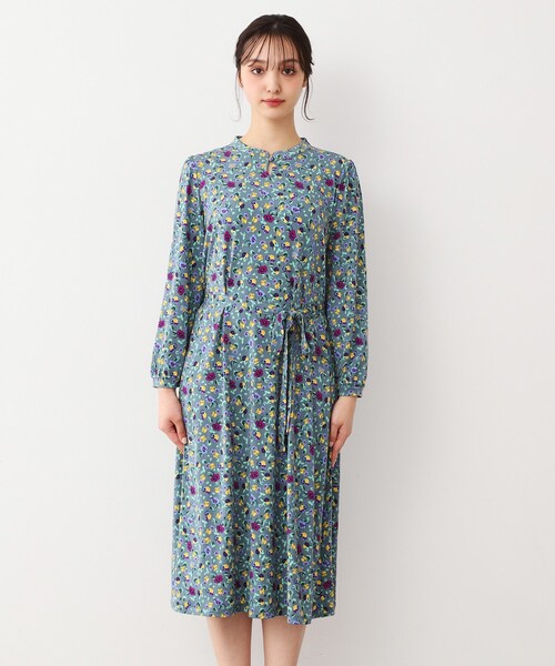LAURA ASHLEY(ローラアシュレイ)の「【ジャージ素材/洗える/同柄アイテムあり】ポリアンサス柄ワンピース(ワンピース・レディース・グレー系5/ネイビー系・40/38)」の11枚目の写真