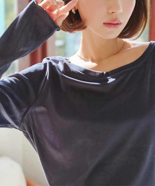 KOBE LETTUCE（コウベレタス）の「シアーベロアトップス（Tシャツ/カットソー・レディース・オフホワイト/グレー/ベージュ/チャコール/ピンク・M）」の19枚目の写真