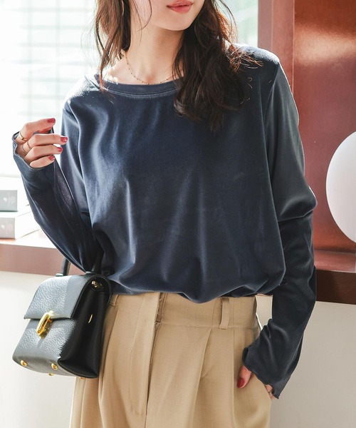 新品】セブンテン SEVENTEN☆ベロアタッチシアートップス シアーベロア