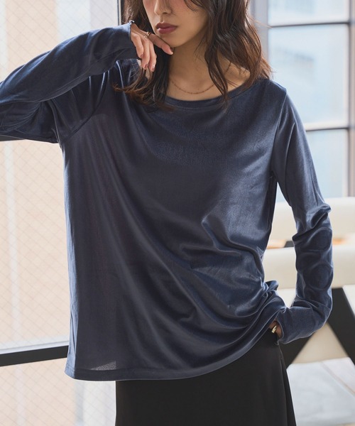 KOBE LETTUCE（コウベレタス）の「シアーベロアトップス（Tシャツ/カットソー・レディース・オフホワイト/グレー/ベージュ/チャコール/ピンク・M）」の14枚目の写真