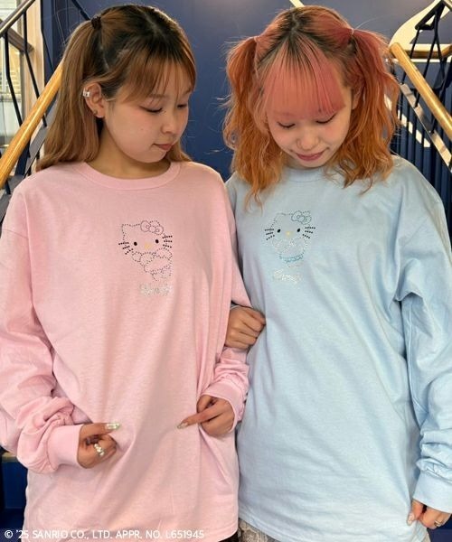 CANDY STRIPPER ANGEL HELLO KITTY Tシャツ セール】ANGEL【HELLO KITTY】RHINESTONE L/S Tシャツ（Tシャツ