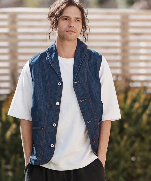 mcg3611- 綿麻デニムショールベスト（ベスト）｜CAMBIO（カンビオ）の