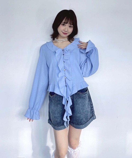 AS KNOW AS plus(アズノゥアズプラス)の「●フリルデザインブラウス(シャツ/ブラウス・レディース・アイボリー/ブラック/サックスブルー・FREE)」の15枚目の写真