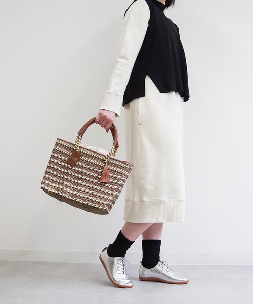 WOVEN(ウーヴン)の「WOVEN (ウーヴン) /スモールドローストリングトート メキシコ製 バスケットバッグ メルカドバッグ かごバッグ レザーハンドル 巾着コットンライニング(かごバッグ・レディース・ブラック×ホワイト/ブラウン/ブルー系その他/ブラック系その他/ダークグリーン/ブラウン系その他・FREE)」の7枚目の写真