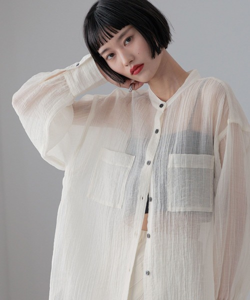 セール】バンドシアーシャツLS 289340（シャツ/ブラウス