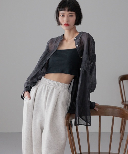 LOWRYS FARM（ローリーズファーム）の「バンドシアーシャツＬＳ　289340（シャツ/ブラウス・レディース・ピンク/アイボリー/ブラック/ブルー・FREE）」の16枚目の写真