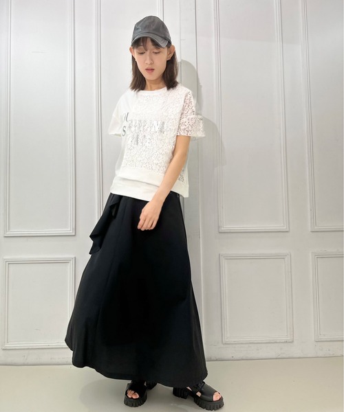 AVIE(アビィ)の「カバーデザインレース切替プリントTEE(Tシャツ/カットソー・レディース・オフホワイト/ブラック・38)」の6枚目の写真