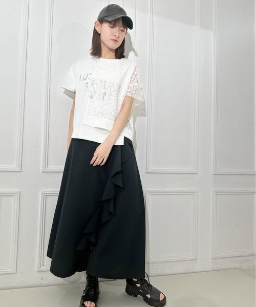 AVIE(アビィ)の「カバーデザインレース切替プリントTEE(Tシャツ/カットソー・レディース・オフホワイト/ブラック・38)」の12枚目の写真