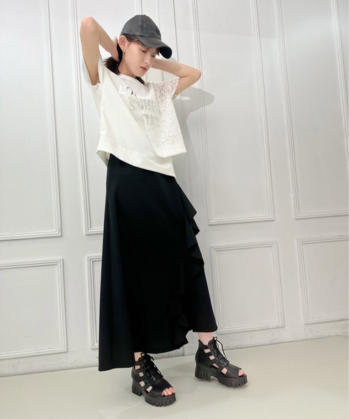 AVIE(アビィ)の「カバーデザインレース切替プリントTEE(Tシャツ/カットソー・レディース・オフホワイト/ブラック・38)」の13枚目の写真