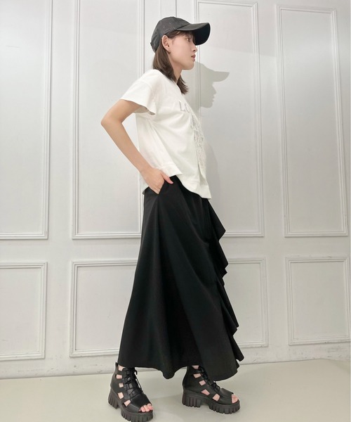 AVIE(アビィ)の「カバーデザインレース切替プリントTEE(Tシャツ/カットソー・レディース・オフホワイト/ブラック・38)」の14枚目の写真