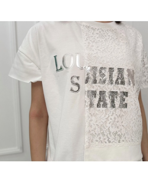 AVIE(アビィ)の「カバーデザインレース切替プリントTEE(Tシャツ/カットソー・レディース・オフホワイト/ブラック・38)」の8枚目の写真