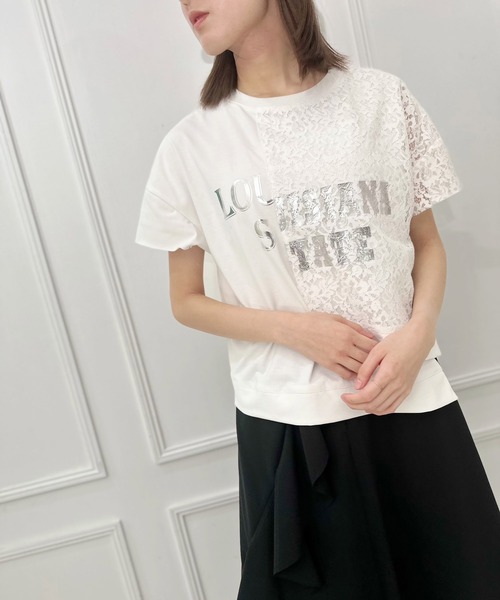 AVIE(アビィ)の「カバーデザインレース切替プリントTEE(Tシャツ/カットソー・レディース・オフホワイト/ブラック・38)」の17枚目の写真