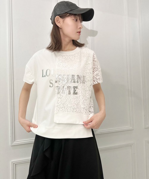 AVIE(アビィ)の「カバーデザインレース切替プリントTEE(Tシャツ/カットソー・レディース・オフホワイト/ブラック・38)」の19枚目の写真