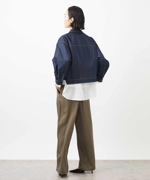 MICHEL KLEIN(ミッシェル・クラン)の「デニムライクブルゾン(デニムジャケット・レディース・ネイビー/ホワイト・38)」の10枚目の写真
