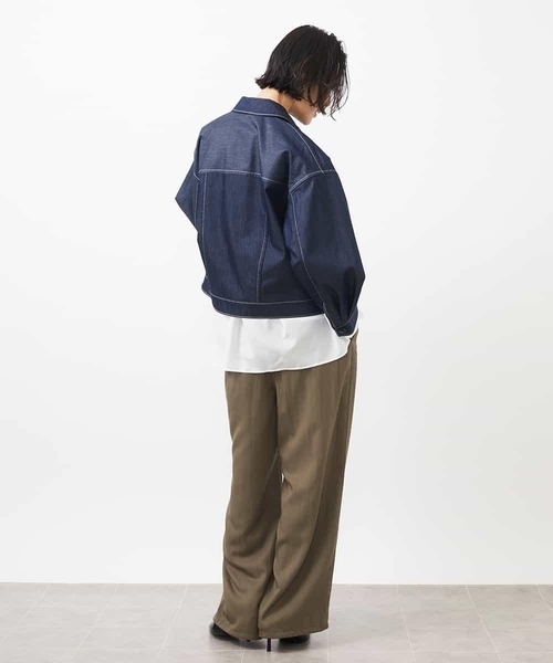 MICHEL KLEIN(ミッシェル・クラン)の「デニムライクブルゾン(デニムジャケット・レディース・ネイビー/ホワイト・38)」の11枚目の写真