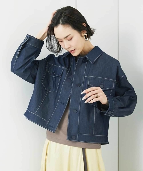MICHEL KLEIN(ミッシェル・クラン)の「デニムライクブルゾン(デニムジャケット・レディース・ネイビー/ホワイト・38)」の13枚目の写真