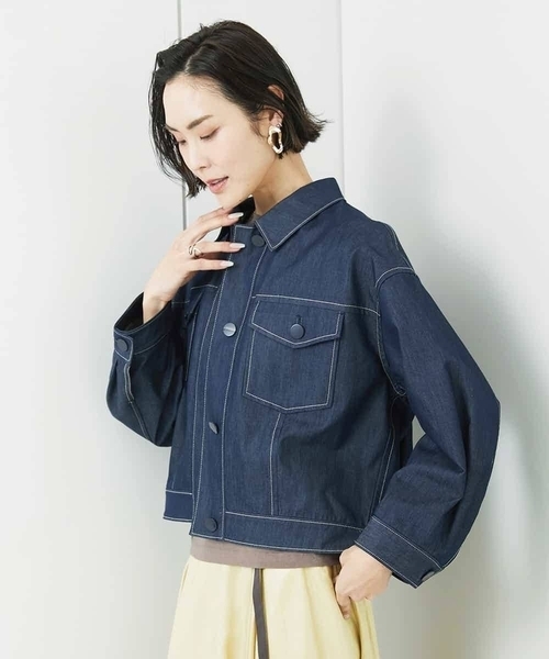 MICHEL KLEIN(ミッシェル・クラン)の「デニムライクブルゾン(デニムジャケット・レディース・ネイビー/ホワイト・38)」の14枚目の写真