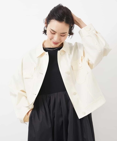 MICHEL KLEIN(ミッシェル・クラン)の「デニムライクブルゾン(デニムジャケット・レディース・ネイビー/ホワイト・38)」の18枚目の写真