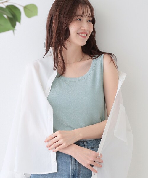 DRESKIP(ドレスキップ)の「【高レビュー/S-LL】大人ヘルシーなスタイルに ラメタンクトップ(タンクトップ・レディース・ゴールド/ブラック/ライトブルー/シルバー・01/02/03/04)」の1枚目の写真