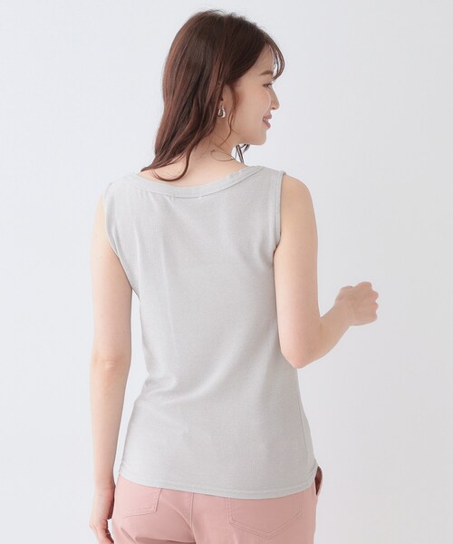DRESKIP(ドレスキップ)の「【高レビュー/S-LL】大人ヘルシーなスタイルに ラメタンクトップ(タンクトップ・レディース・ゴールド/ブラック/ライトブルー/シルバー・01/02/03/04)」の6枚目の写真