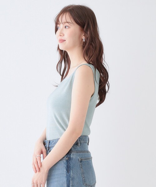 DRESKIP(ドレスキップ)の「【高レビュー/S-LL】大人ヘルシーなスタイルに ラメタンクトップ(タンクトップ・レディース・ゴールド/ブラック/ライトブルー/シルバー・01/02/03/04)」の14枚目の写真