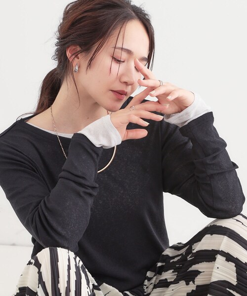 SHOO・LA・RUE(シューラルー)の「【洗える/S-LL/2点セット】1セットあると便利 シアーレイヤードロンTセット(その他トップス・レディース・ベージュ/ライトグレー/ブラック・01/02/03/04)」の2枚目の写真