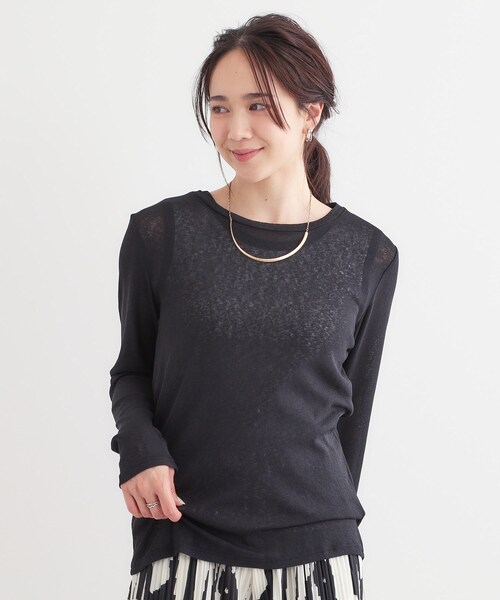 SHOO・LA・RUE(シューラルー)の「【洗える/S-LL/2点セット】1セットあると便利 シアーレイヤードロンTセット(その他トップス・レディース・ベージュ/ライトグレー/ブラック・01/02/03/04)」の4枚目の写真