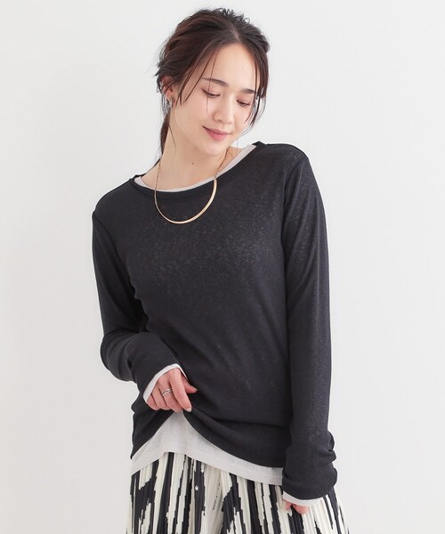 SHOO・LA・RUE(シューラルー)の「【洗える/S-LL/2点セット】1セットあると便利 シアーレイヤードロンTセット(その他トップス・レディース・ベージュ/ライトグレー/ブラック・01/02/03/04)」の5枚目の写真