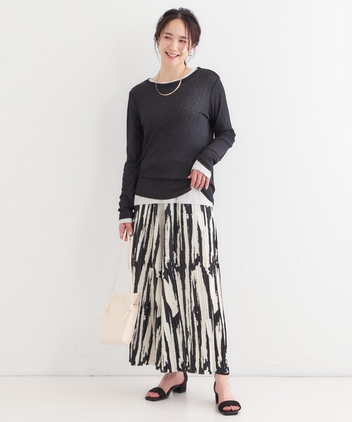 SHOO・LA・RUE(シューラルー)の「【洗える/S-LL/2点セット】1セットあると便利 シアーレイヤードロンTセット(その他トップス・レディース・ベージュ/ライトグレー/ブラック・01/02/03/04)」の6枚目の写真