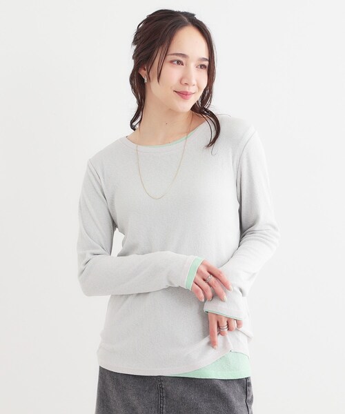 SHOO・LA・RUE(シューラルー)の「【洗える/S-LL/2点セット】1セットあると便利 シアーレイヤードロンTセット(その他トップス・レディース・ベージュ/ライトグレー/ブラック・01/02/03/04)」の18枚目の写真