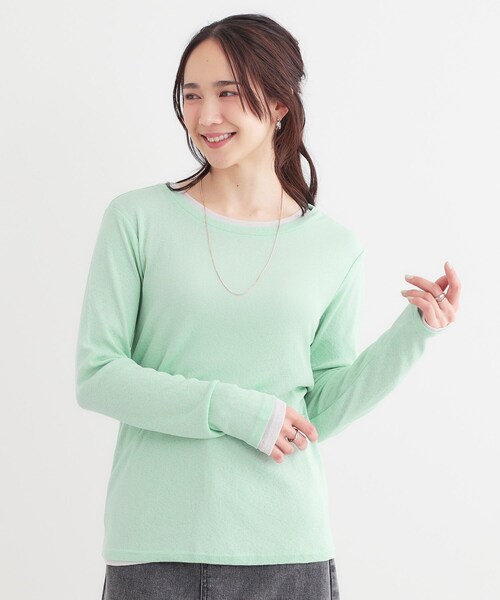 SHOO・LA・RUE(シューラルー)の「【洗える/S-LL/2点セット】1セットあると便利 シアーレイヤードロンTセット(その他トップス・レディース・ベージュ/ライトグレー/ブラック・01/02/03/04)」の21枚目の写真