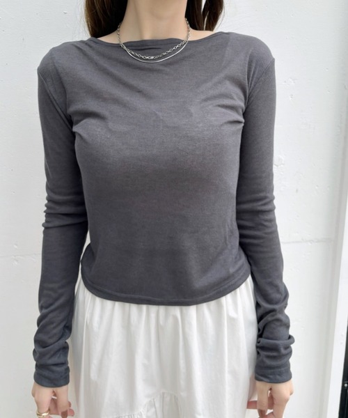 Eclat one(エクラワン)の「【Eclat one】バックシャン シアーデザイン カットソー(Tシャツ/カットソー・レディース・グレー/ブラック/ホワイト・FREE)」の20枚目の写真