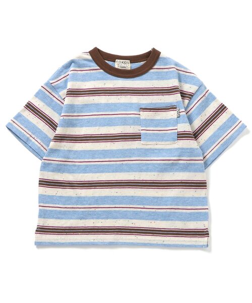 F.O.KIDS（エフオーキッズ）の「【ジュニア対応】マルチボーダーワイド半袖Tシャツ（Tシャツ/カットソー・キッズ・ブラック/サックスブルー/グリーン/イエロー・80/90/100/110/120/130/140/150/160）」の11枚目の写真