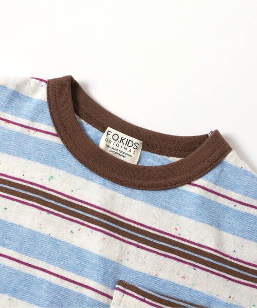 F.O.KIDS（エフオーキッズ）の「【ジュニア対応】マルチボーダーワイド半袖Tシャツ（Tシャツ/カットソー・キッズ・ブラック/サックスブルー/グリーン/イエロー・80/90/100/110/120/130/140/150/160）」の9枚目の写真