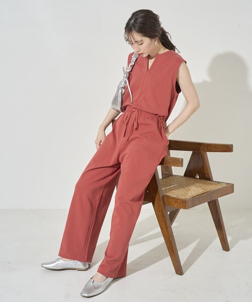 FREAK'S STORE（フリークスストア）の「限定展開　ノースリーブ ウエスト コード オールインワン（つなぎ/オールインワン・レディース・ブラック/オリーブ/ブラウン/レッド/ベージュ/ネイビー・SMALL/MEDIUM）」の8枚目の写真