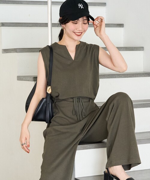 FREAK'S STORE（フリークスストア）の「限定展開　ノースリーブ ウエスト コード オールインワン（つなぎ/オールインワン・レディース・ブラック/オリーブ/ブラウン/レッド/ベージュ/ネイビー・SMALL/MEDIUM）」の14枚目の写真