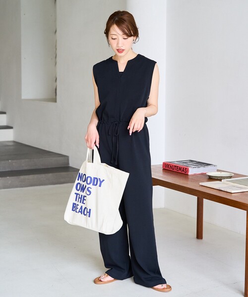 セール】限定展開 ノースリーブ ウエスト コード オールインワン
