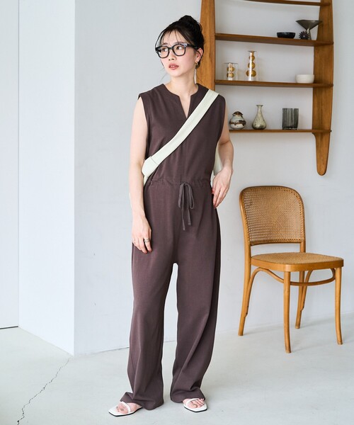 セール】限定展開 ノースリーブ ウエスト コード オールインワン
