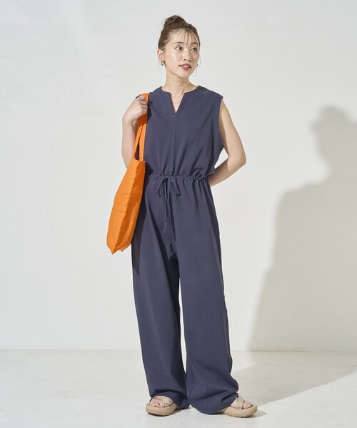 セール】限定展開 ノースリーブ ウエスト コード オールインワン