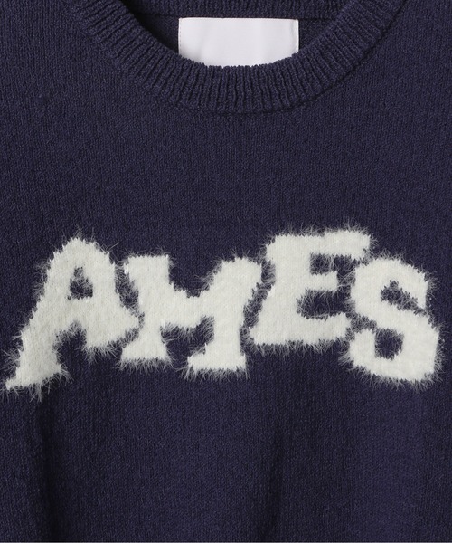 AMESWORLDWIDE（アメスワールドワイド）の「AMES WORLDWIDE ／HAIRYロゴ半袖ニット（ニット/セーター・レディース・ネイビー/レッド/アイボリー・FREE）」の6枚目の写真