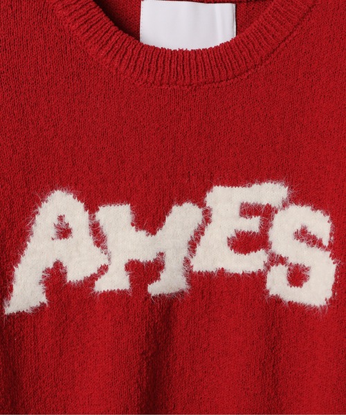 AMESWORLDWIDE（アメスワールドワイド）の「AMES WORLDWIDE ／HAIRYロゴ半袖ニット（ニット/セーター・レディース・ネイビー/レッド/アイボリー・FREE）」の5枚目の写真