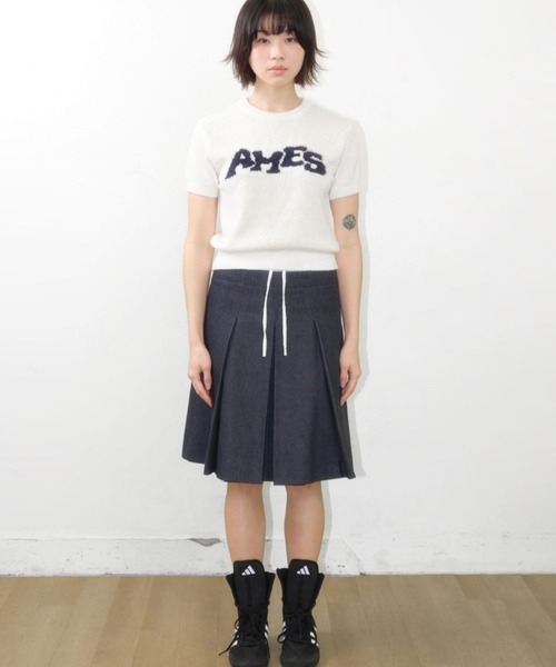 AMESWORLDWIDE（アメスワールドワイド）の「AMES WORLDWIDE ／HAIRYロゴ半袖ニット（ニット/セーター・レディース・ネイビー/レッド/アイボリー・FREE）」の19枚目の写真