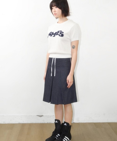 AMESWORLDWIDE（アメスワールドワイド）の「AMES WORLDWIDE ／HAIRYロゴ半袖ニット（ニット/セーター・レディース・ネイビー/レッド/アイボリー・FREE）」の11枚目の写真