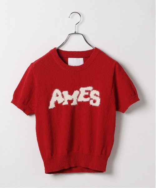 AMESWORLDWIDE（アメスワールドワイド）の「AMES WORLDWIDE ／HAIRYロゴ半袖ニット（ニット/セーター・レディース・ネイビー/レッド/アイボリー・FREE）」の7枚目の写真